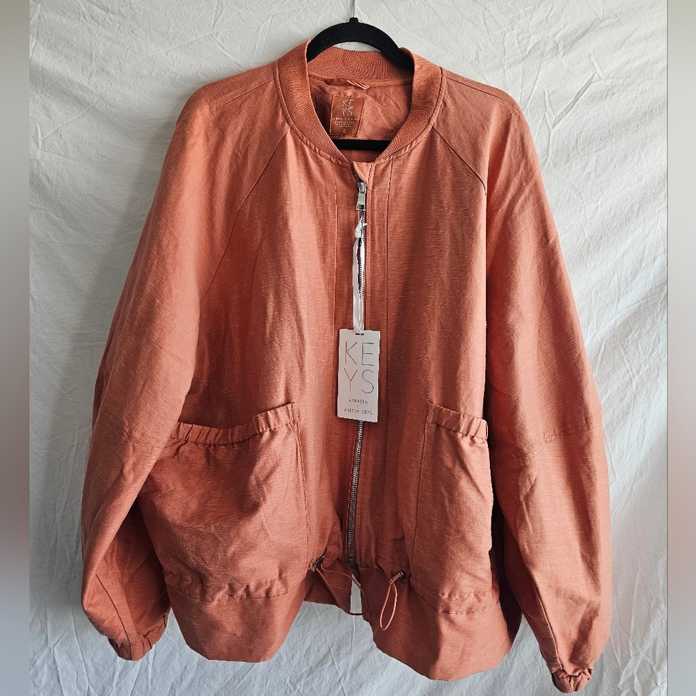 NWT Athleta Keys Enlighten Up Linen Bomber Jacket